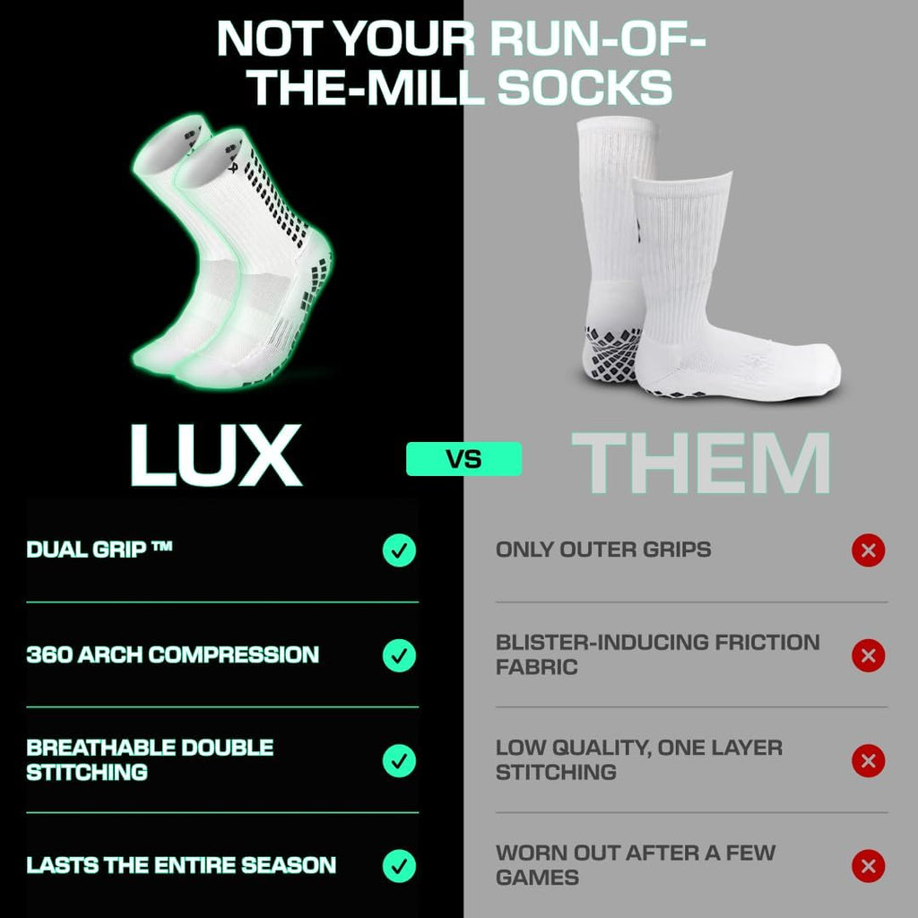 Lux Dual Grip Soccer Socks for Men and Women - Enhanced Performance and Comfort with Griparray Technology