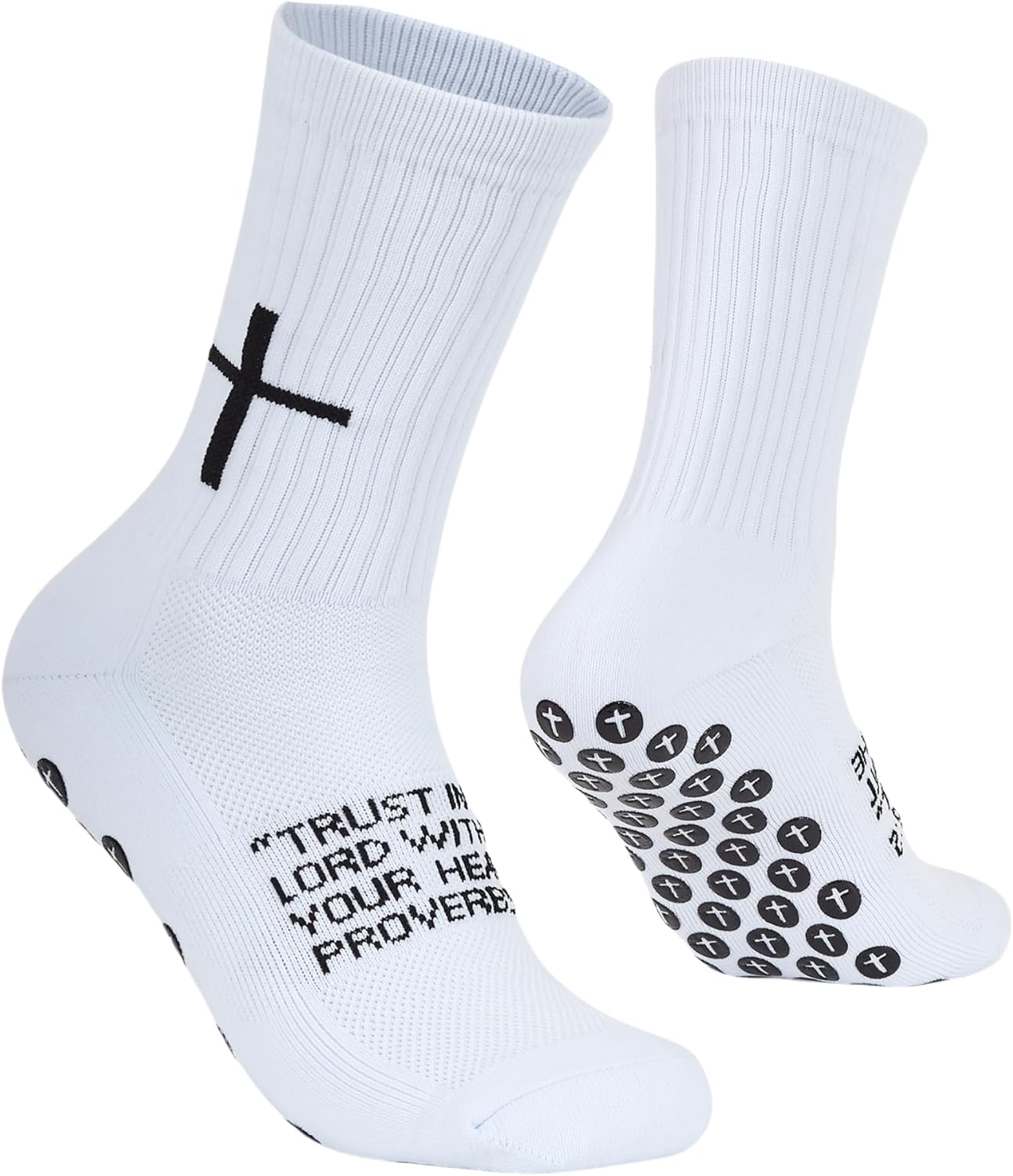 Elevate Your Game with Cross Grip Soccer Socks - Anti-Slip Performance Socks Featuring Inspirational Bible Verse for US Sizes 6-13