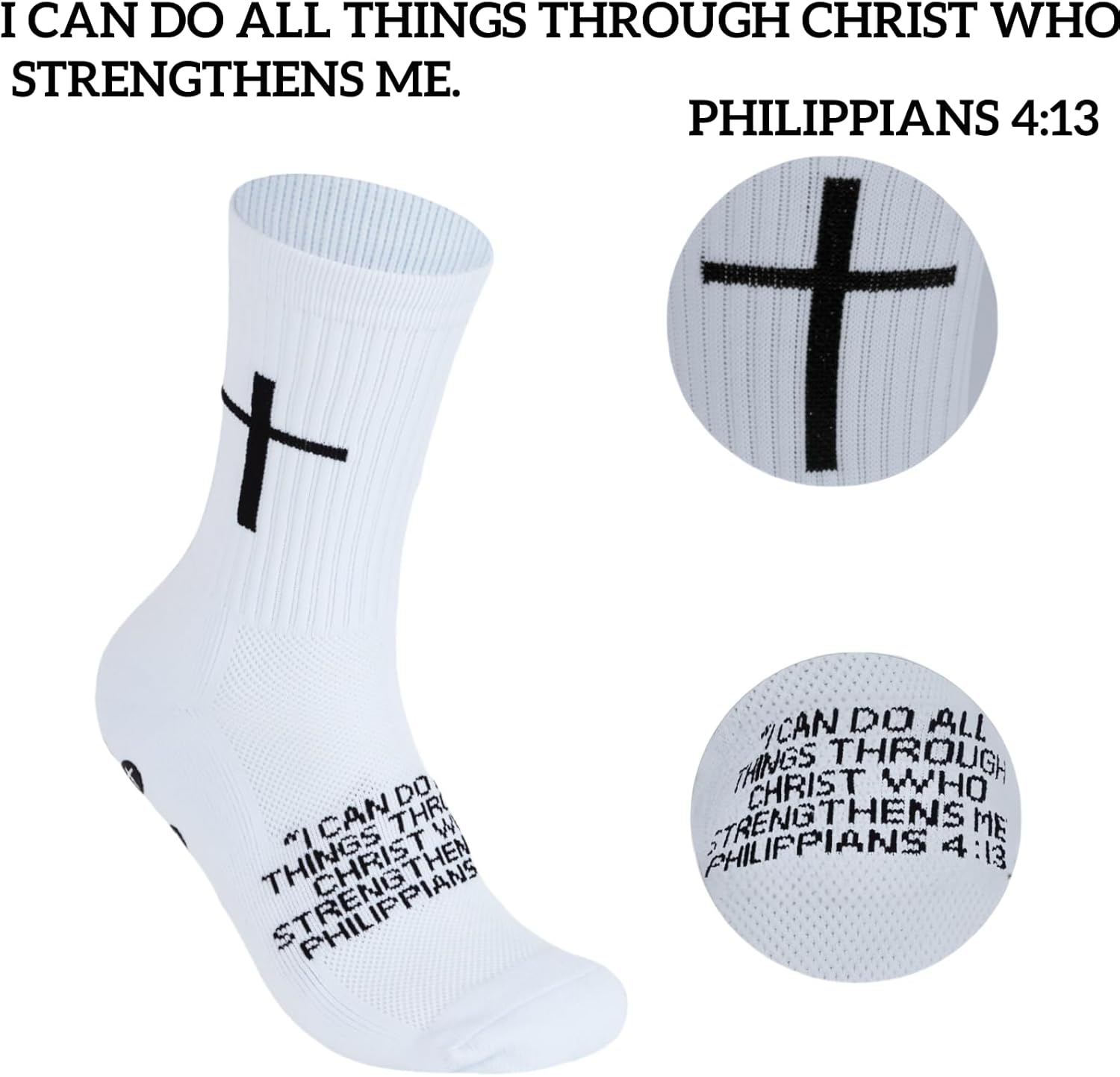 Elevate Your Game with Cross Grip Soccer Socks - Anti-Slip Performance Socks Featuring Inspirational Bible Verse for US Sizes 6-13