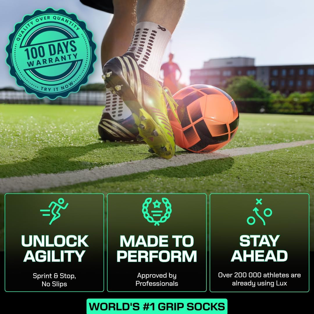 Lux Dual Grip Soccer Socks for Men and Women - Enhanced Performance and Comfort with Griparray Technology